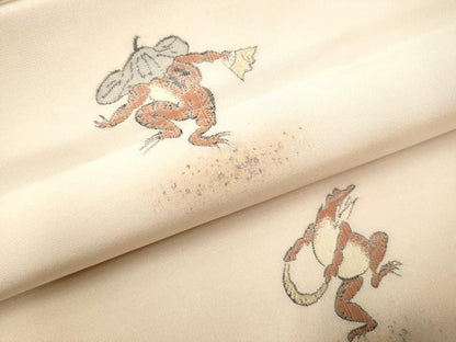 平和屋着物●京の名門・菱屋六右ェ門　つけ帯　鳥獣戯画　金彩　正絹　逸品　CABF8661hy
