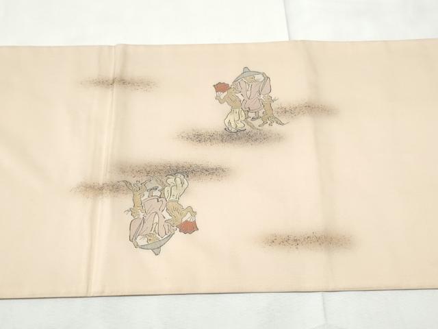 平和屋着物●京の名門・菱屋六右ェ門　つけ帯　鳥獣戯画　金彩　正絹　逸品　CABF8661hy