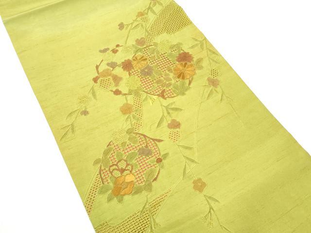 平和屋着物●中国三大刺繍 スワトウ相良刺繍 総刺繍 ワンタッチつけ帯 紬地 やまと誂製 説明書・専用帯板付き 正絹 逸品 未使用 DABA1863ps 平和屋着物○中国三大刺繍 スワトウ相良刺繍 総刺繍 九寸名古屋帯 紬地