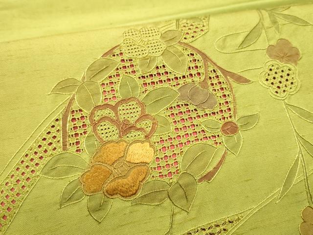 平和屋着物●中国三大刺繍 スワトウ相良刺繍 総刺繍 ワンタッチつけ帯 紬地 やまと誂製 説明書・専用帯板付き 正絹 逸品 未使用 DABA1863ps 平和屋着物○中国三大刺繍 スワトウ相良刺繍 総刺繍 九寸名古屋帯 紬地