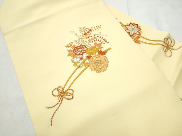 平和屋着物●塩瀬　九寸名古屋帯　総刺繍　花車文　金銀糸　正絹　逸品　CABF8666hy