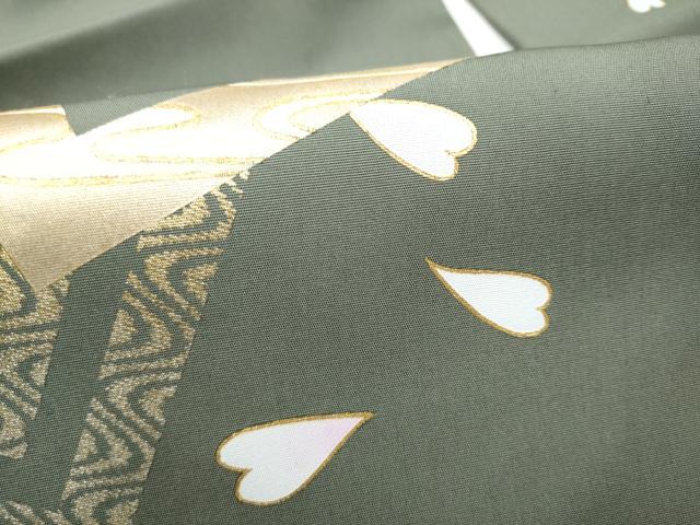 平和屋着物●塩瀬　九寸名古屋帯　流水草花文　金彩　正絹　逸品　CABF8667hy