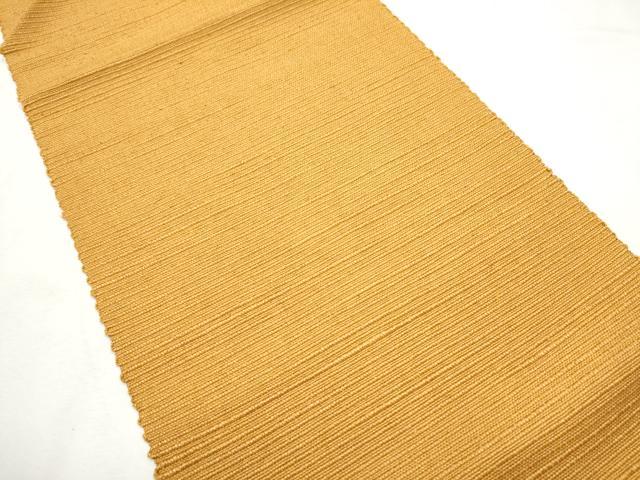 平和屋着物●信州紬　八寸名古屋帯　色無地　黄朽葉色　正絹　逸品　CABF8671hy