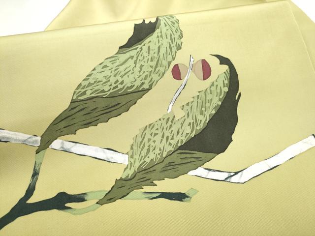 平和屋着物●塩瀬　九寸名古屋帯　ろうけつ染　枝葉文　正絹　逸品　CABF8676hy