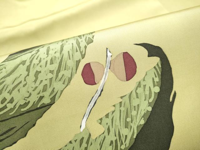 平和屋着物●塩瀬　九寸名古屋帯　ろうけつ染　枝葉文　正絹　逸品　CABF8676hy