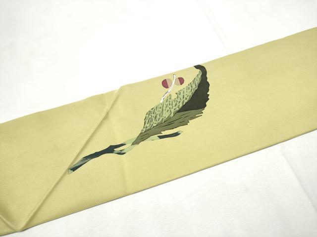 平和屋着物●塩瀬　九寸名古屋帯　ろうけつ染　枝葉文　正絹　逸品　CABF8676hy