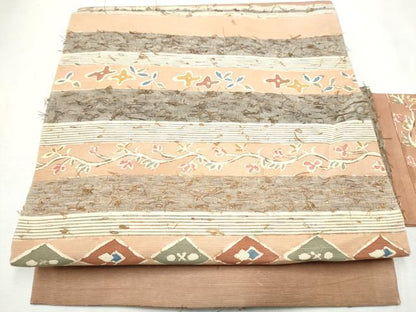 平和屋着物●塩瀬　九寸名古屋帯　髭紬　型染め　横段花文　正絹　逸品　CABF8680hy