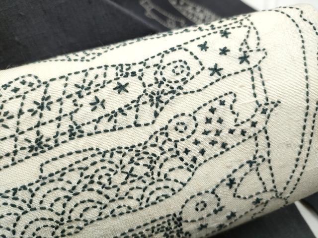 平和屋着物●九寸名古屋帯　紬地　刺し子　鯉のぼり　正絹　逸品　CABF8684hy