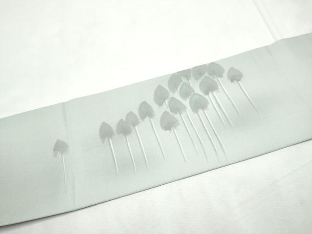 平和屋着物●塩瀬　九寸名古屋帯　樹林文　正絹　逸品　CABF8686hy