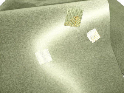 平和屋着物●九寸名古屋帯　総刺繍　色紙草花文　金糸　正絹　逸品　CABF8691hy