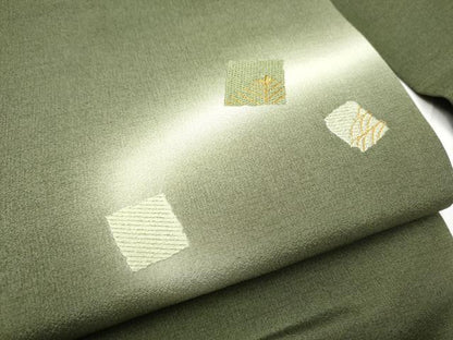 平和屋着物●九寸名古屋帯　総刺繍　色紙草花文　金糸　正絹　逸品　CABF8691hy