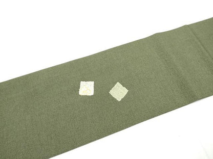 平和屋着物●九寸名古屋帯　総刺繍　色紙草花文　金糸　正絹　逸品　CABF8691hy