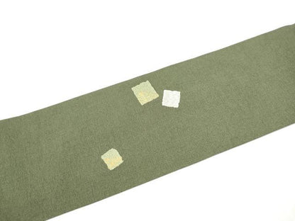 平和屋着物●九寸名古屋帯　総刺繍　色紙草花文　金糸　正絹　逸品　CABF8691hy