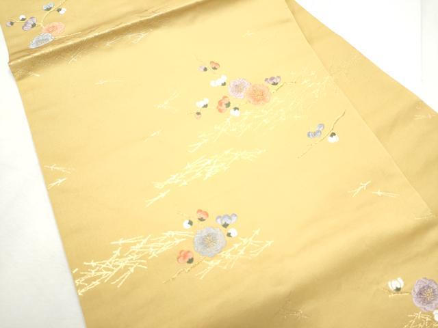 平和屋着物●九寸名古屋帯　唐織　枝梅文　金糸　正絹　逸品　CABF8692hy