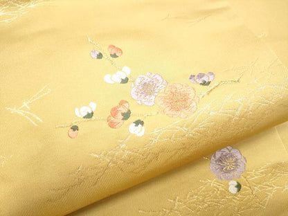 平和屋着物●九寸名古屋帯　唐織　枝梅文　金糸　正絹　逸品　CABF8692hy
