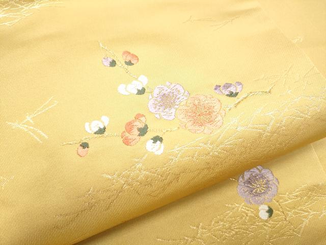平和屋着物●九寸名古屋帯　唐織　枝梅文　金糸　正絹　逸品　CABF8692hy
