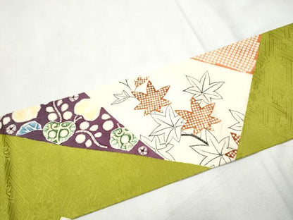 平和屋着物●九寸名古屋帯　駒刺繍　型染め　切嵌花文　正絹　逸品　CABF8695hy
