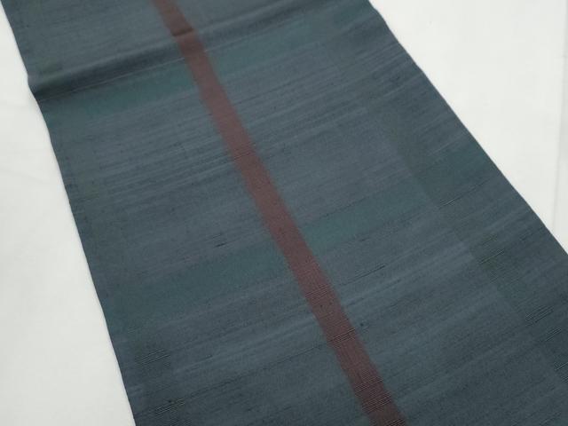 平和屋着物●九寸開き名古屋帯　紬地　格子柄　正絹　逸品　CABF8699hy