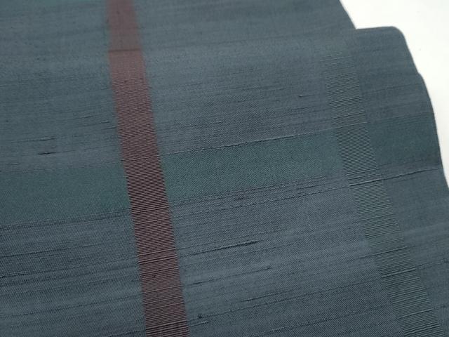 平和屋着物●九寸開き名古屋帯　紬地　格子柄　正絹　逸品　CABF8699hy