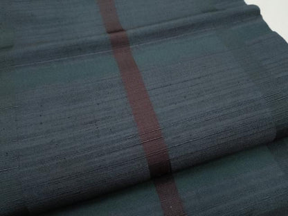 平和屋着物●九寸開き名古屋帯　紬地　格子柄　正絹　逸品　CABF8699hy
