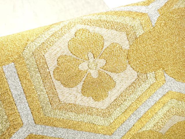 平和屋着物●爪掻き本綴れ　八寸名古屋帯　雲重ね亀甲花文　金銀糸　正絹　逸品　CABF8702hy