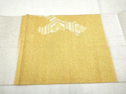 平和屋着物●爪掻き本綴れ　八寸名古屋帯　雲重ね亀甲花文　金銀糸　正絹　逸品　CABF8702hy