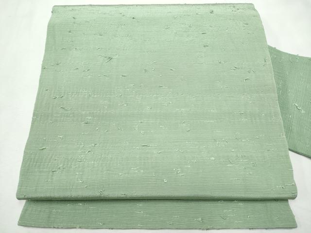 平和屋着物●九寸名古屋帯　髭紬　色無地　山葵色　正絹　逸品　CABF8707hy