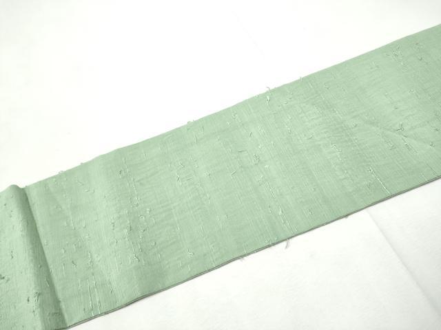 平和屋着物●九寸名古屋帯　髭紬　色無地　山葵色　正絹　逸品　CABF8707hy