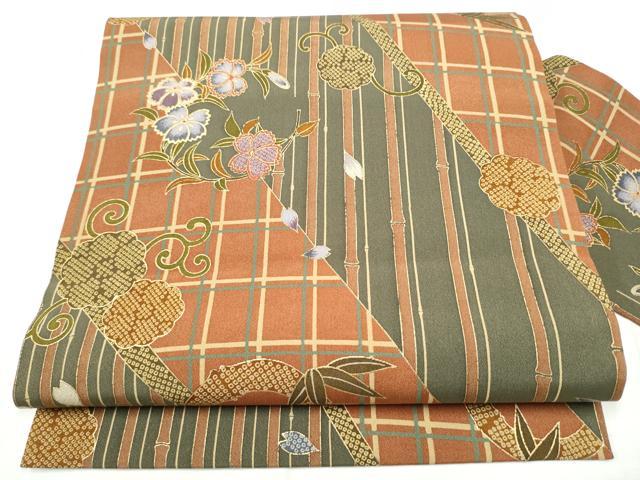 平和屋着物●全通柄　九寸名古屋帯　花丸文　金彩　正絹　逸品　CABF8709hy