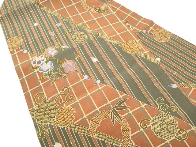 平和屋着物●全通柄　九寸名古屋帯　花丸文　金彩　正絹　逸品　CABF8709hy