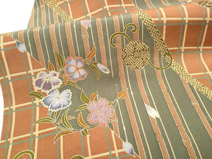 平和屋着物●全通柄　九寸名古屋帯　花丸文　金彩　正絹　逸品　CABF8709hy