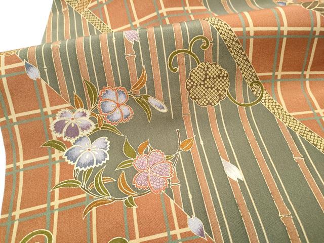 平和屋着物●全通柄　九寸名古屋帯　花丸文　金彩　正絹　逸品　CABF8709hy