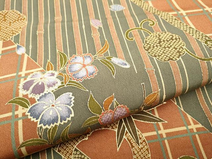 平和屋着物●全通柄　九寸名古屋帯　花丸文　金彩　正絹　逸品　CABF8709hy