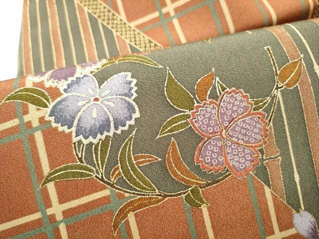 平和屋着物●全通柄　九寸名古屋帯　花丸文　金彩　正絹　逸品　CABF8709hy