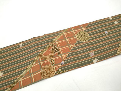 平和屋着物●全通柄　九寸名古屋帯　花丸文　金彩　正絹　逸品　CABF8709hy