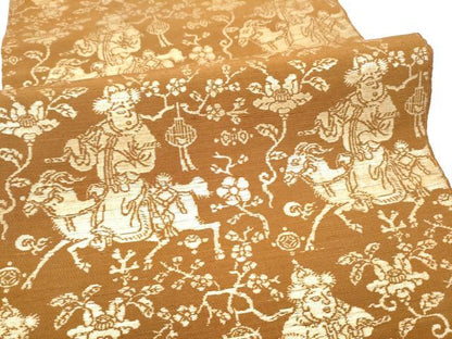 平和屋着物●龍村美術織物　龍村製　六通柄　本袋帯　紬地　人形手金襴　金糸　正絹　逸品　CABF8715hy