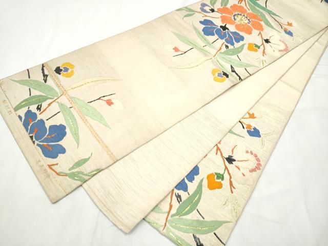 平和屋着物●龍村美術織物　龍村製　六通柄　本袋帯　唐織　佳都美草　金糸　正絹　逸品　CABF8716hy
