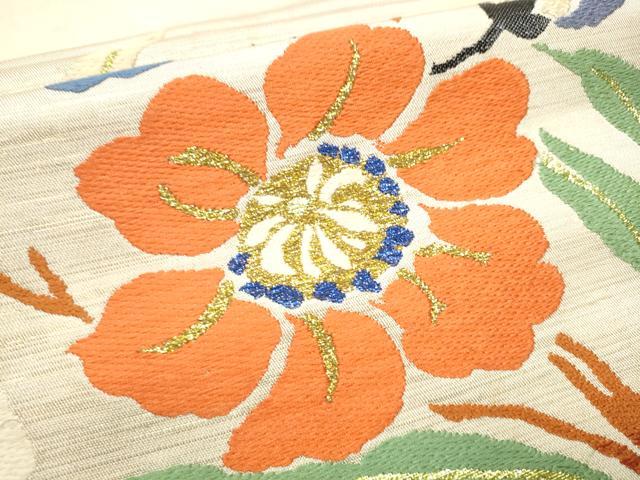 平和屋着物●龍村美術織物　龍村製　六通柄　本袋帯　唐織　佳都美草　金糸　正絹　逸品　CABF8716hy