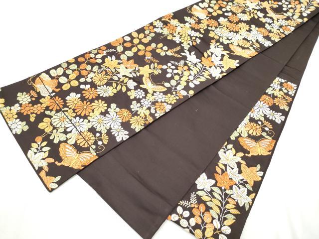 平和屋着物●六通柄袋帯　唐織　花蝶文　正絹　逸品　CABF8717hy