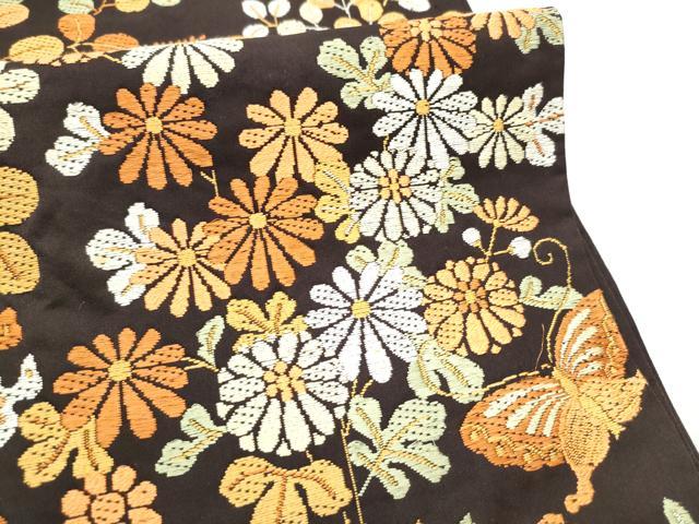 平和屋着物●六通柄袋帯　唐織　花蝶文　正絹　逸品　CABF8717hy