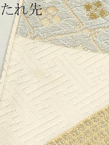 平和屋着物●六通柄袋帯　唐織　変わり市松吉祥花文　金糸　正絹　逸品　CABF8722hy