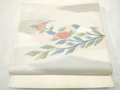 平和屋着物●太鼓柄袋帯　すくい織　枝花文　金銀糸　正絹　逸品　CABF8723hy