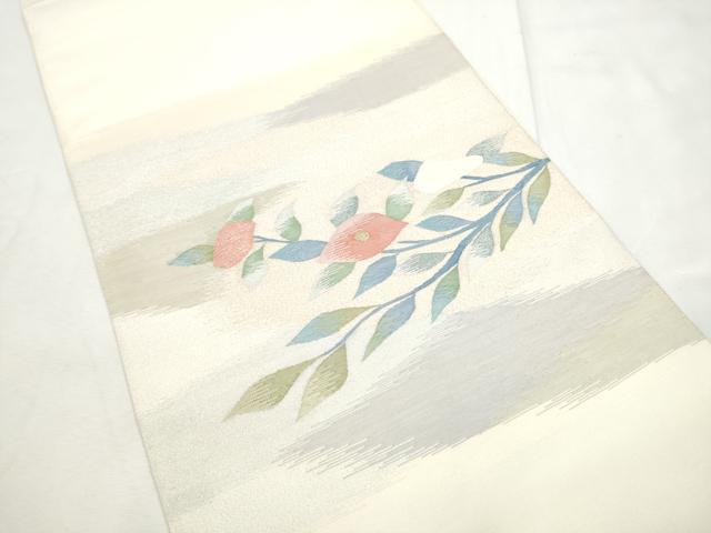 平和屋着物●太鼓柄袋帯　すくい織　枝花文　金銀糸　正絹　逸品　CABF8723hy