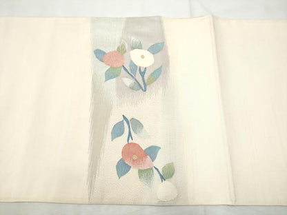 平和屋着物●太鼓柄袋帯　すくい織　枝花文　金銀糸　正絹　逸品　CABF8723hy
