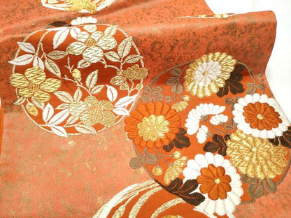 平和屋着物●西陣　河合美術織物謹製　六通柄袋帯　唐織　草花丸文　金糸　引箔　正絹　逸品　CABF8724hy