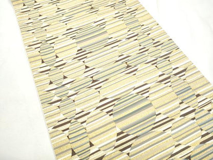 平和屋着物●六通柄袋帯　綴れ　横段丸文　金糸　正絹　逸品　CABF8729hy