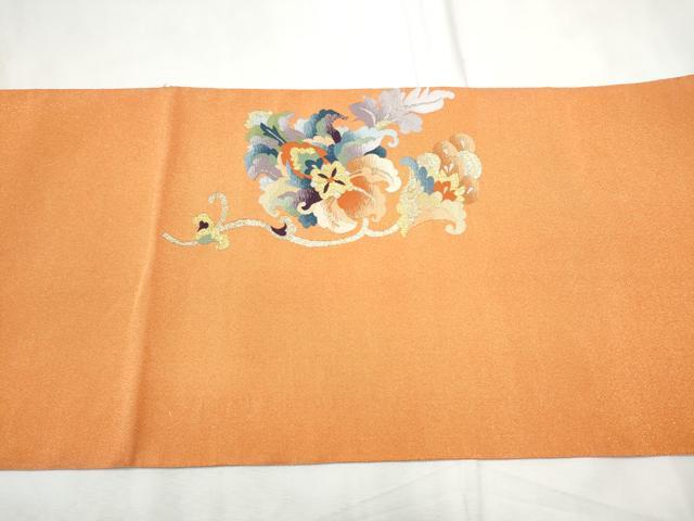 平和屋着物●爪掻き本綴れ　太鼓柄袋帯　更紗花文　金銀糸　正絹　逸品　CABF8735hy