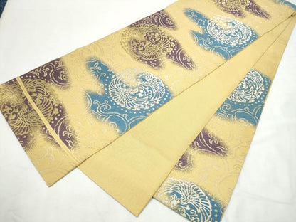 平和屋着物●六通柄京袋　本袋帯　向かい鳥唐草文　金銀糸　正絹　逸品　CABF8738hy