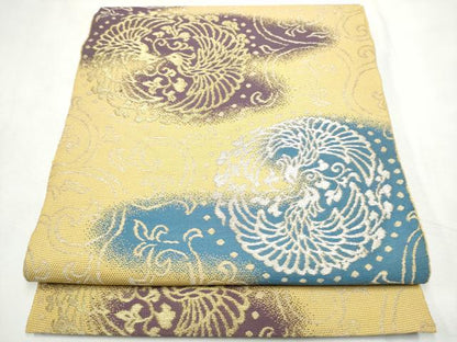 平和屋着物●六通柄京袋　本袋帯　向かい鳥唐草文　金銀糸　正絹　逸品　CABF8738hy
