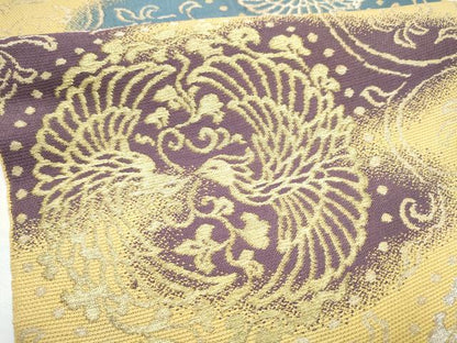 平和屋着物●六通柄京袋　本袋帯　向かい鳥唐草文　金銀糸　正絹　逸品　CABF8738hy